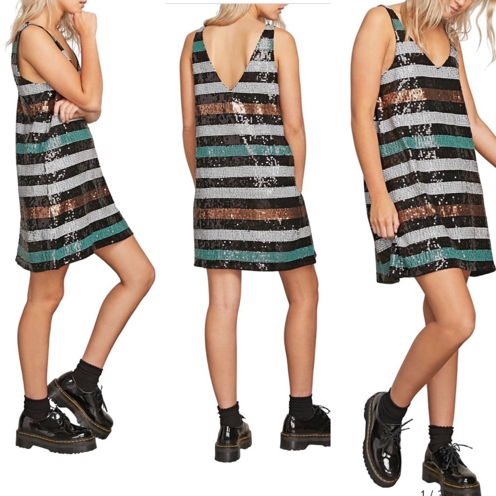 VOLCOM Seek Whence Sequin Stripe Dress size small